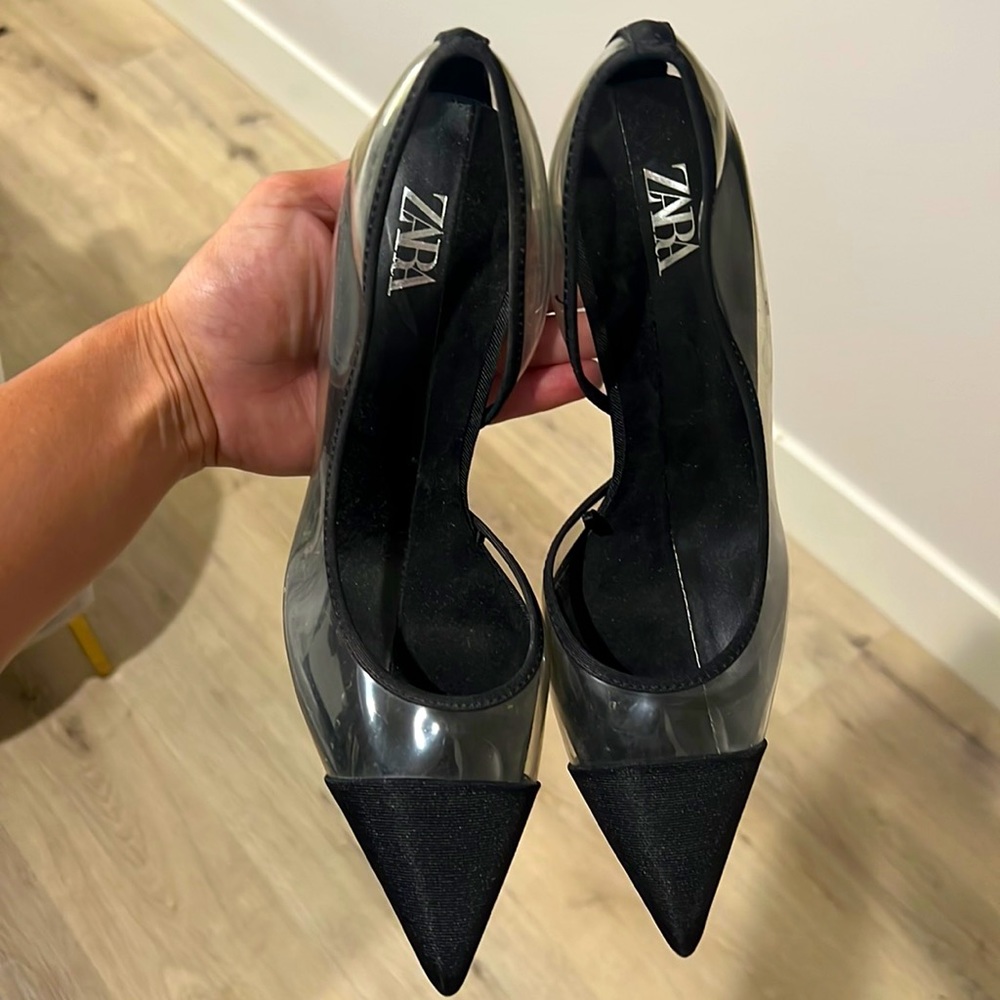 Cute clear and black heels